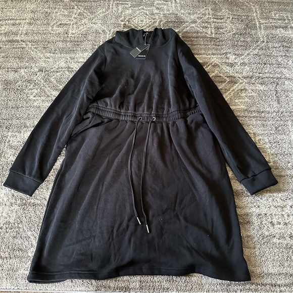 NWT Torrid Mini Fleece Hoodie Sweatshirt Dress Black - Picture 4 of 8